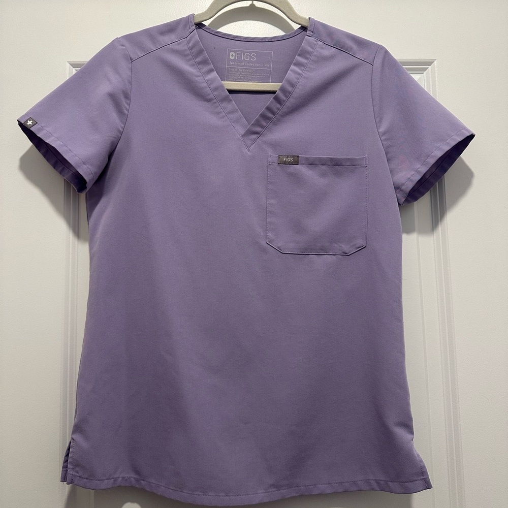 Figs Light Purple V-Neck Scrub Top